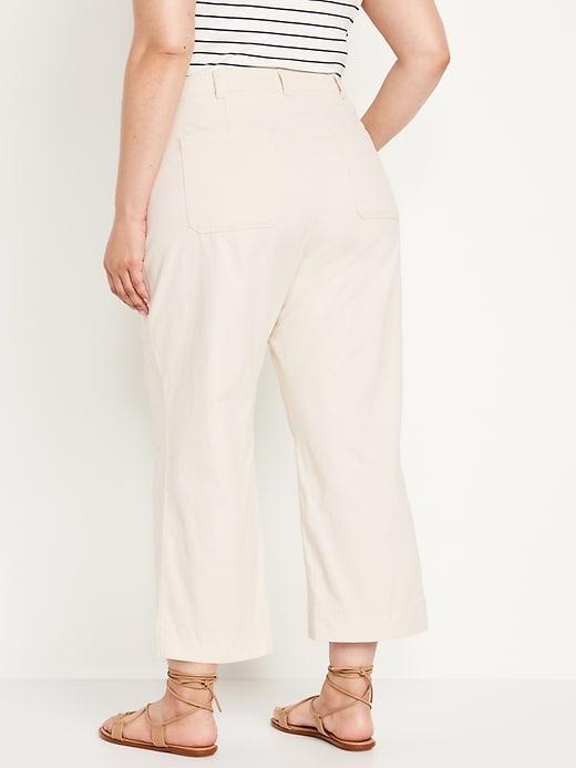 High-Waisted Crop Chino Wide-Leg Pants Product Image