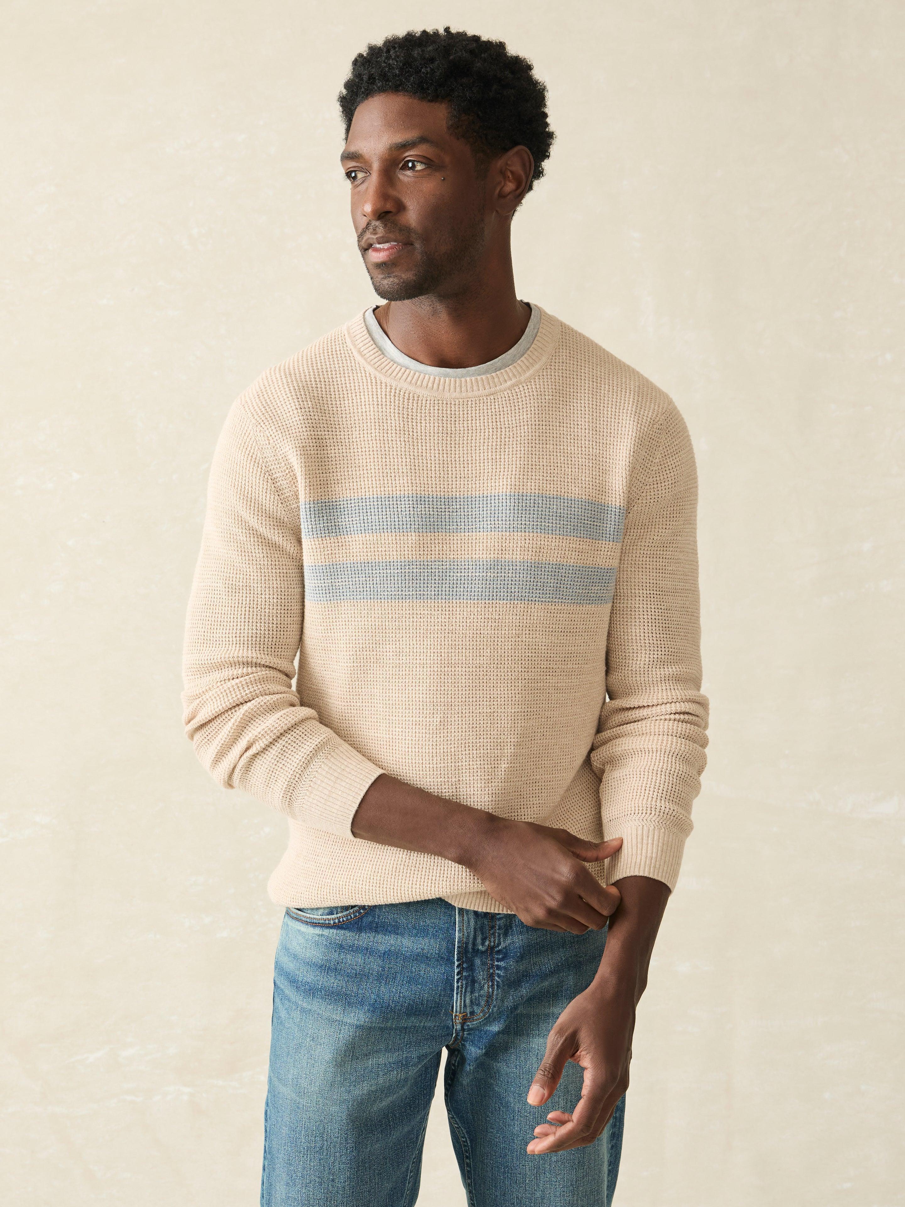 Sunwashed Crewneck Sweater - Dune Natural Surf Stripe Male Product Image