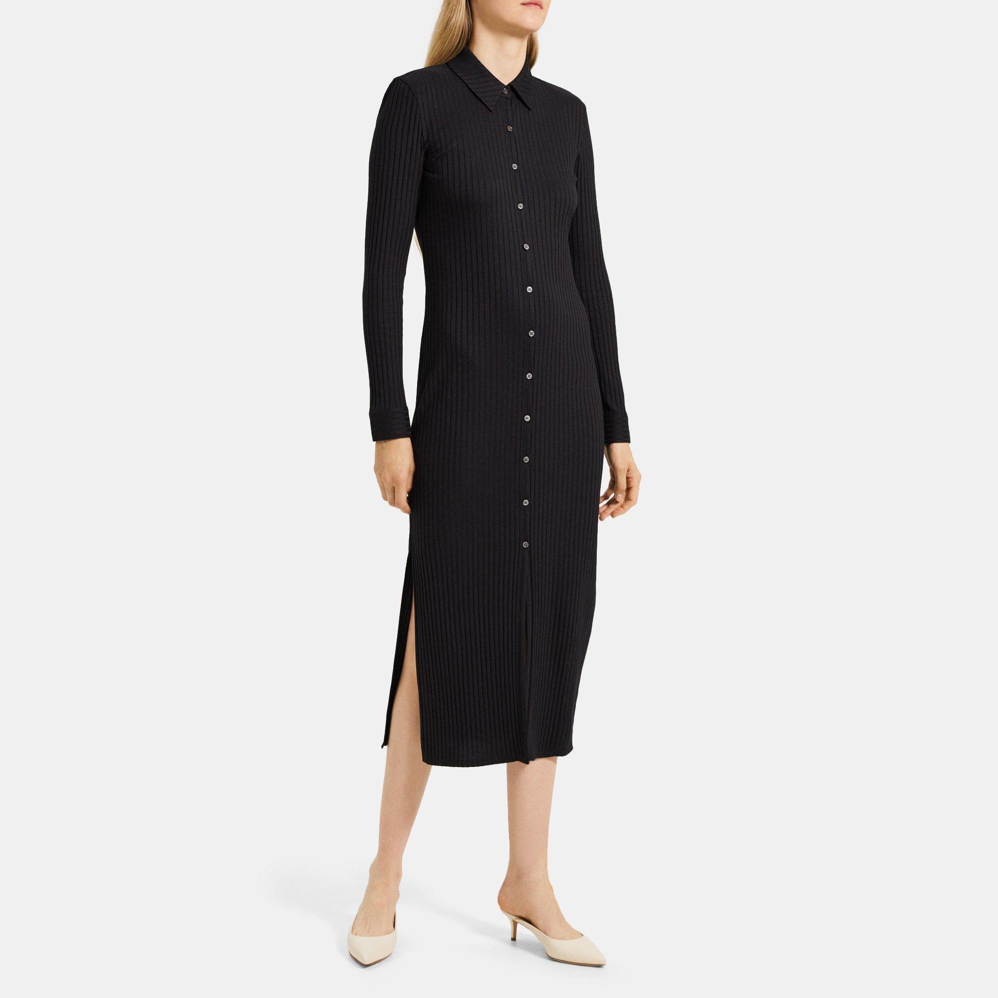 Ribbed Modal Cotton Maxi Shirt Dress | Theory Outlet product image