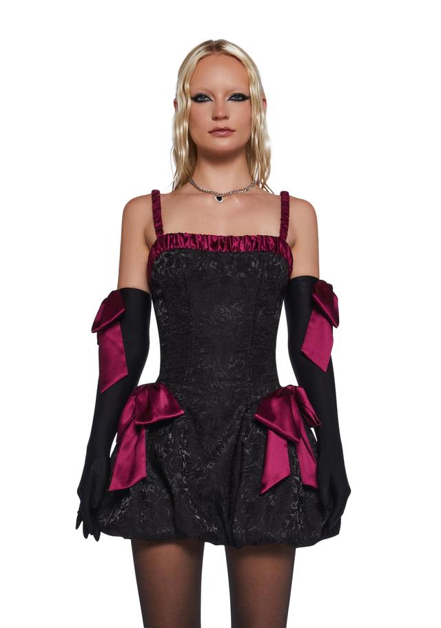 Regency Core Princess Brocade Mini Dress And Gloves Set Sugar Thrillz - Black Product Image