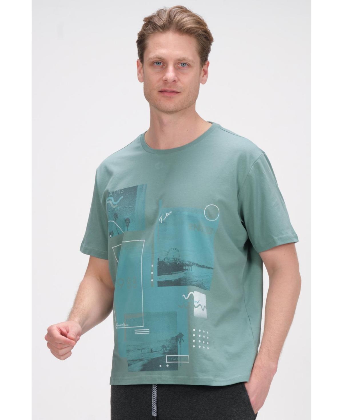 Ron Tomson Mens Modern Print Fitted Cali T-shirt Product Image