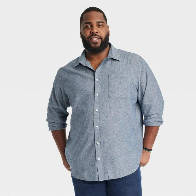 Mens Big & Tall Long Sleeve Collared Button-Down Shirt - Goodfellow & Co Navy Blue XLT Product Image