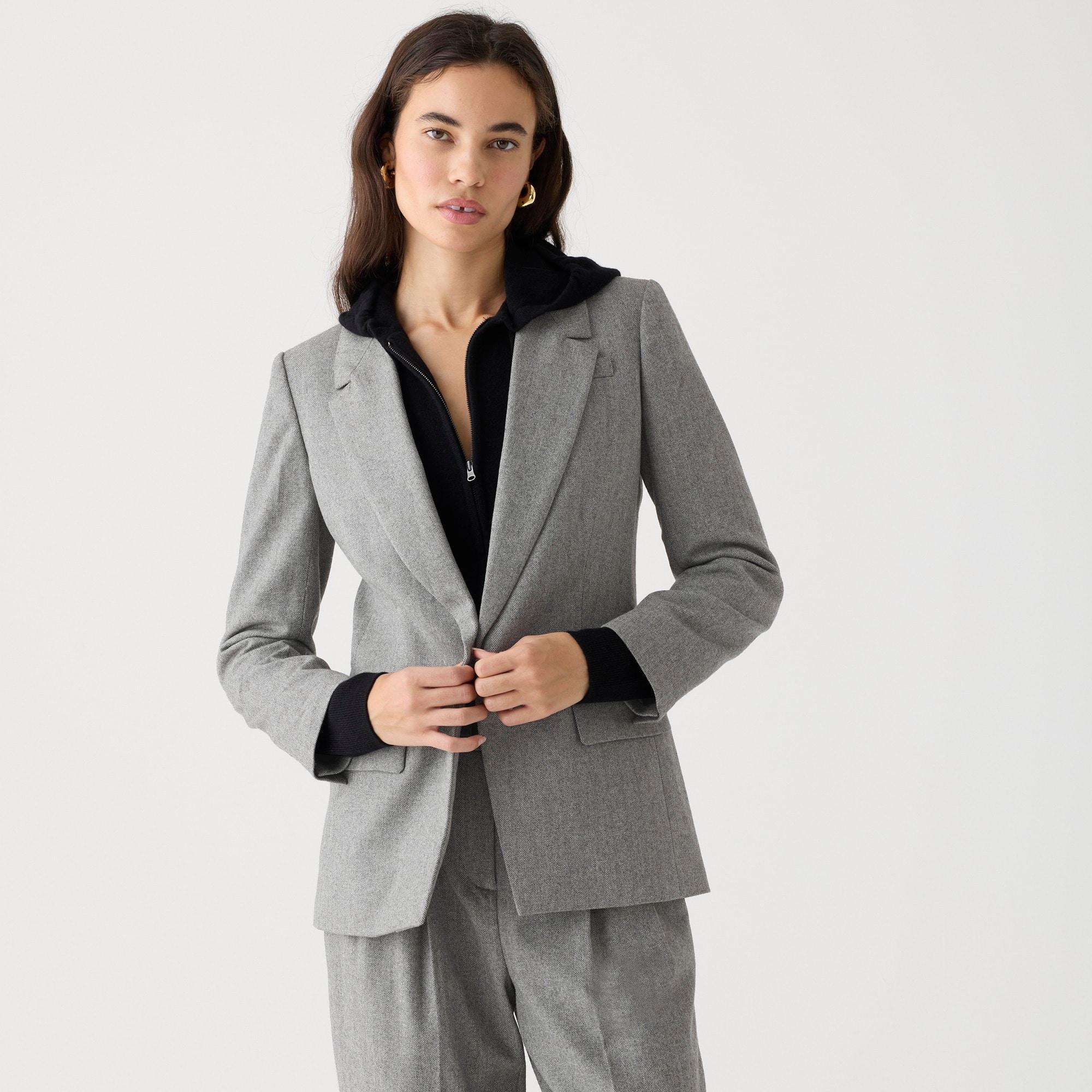 Willa blazer in grey herringbone English wool blend Product Image