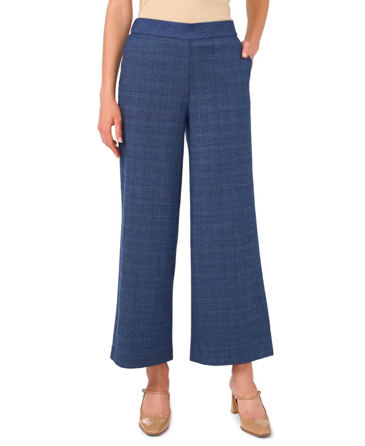 Vince Camuto Womens Plaid Pull-On Wide-Leg Pants product image