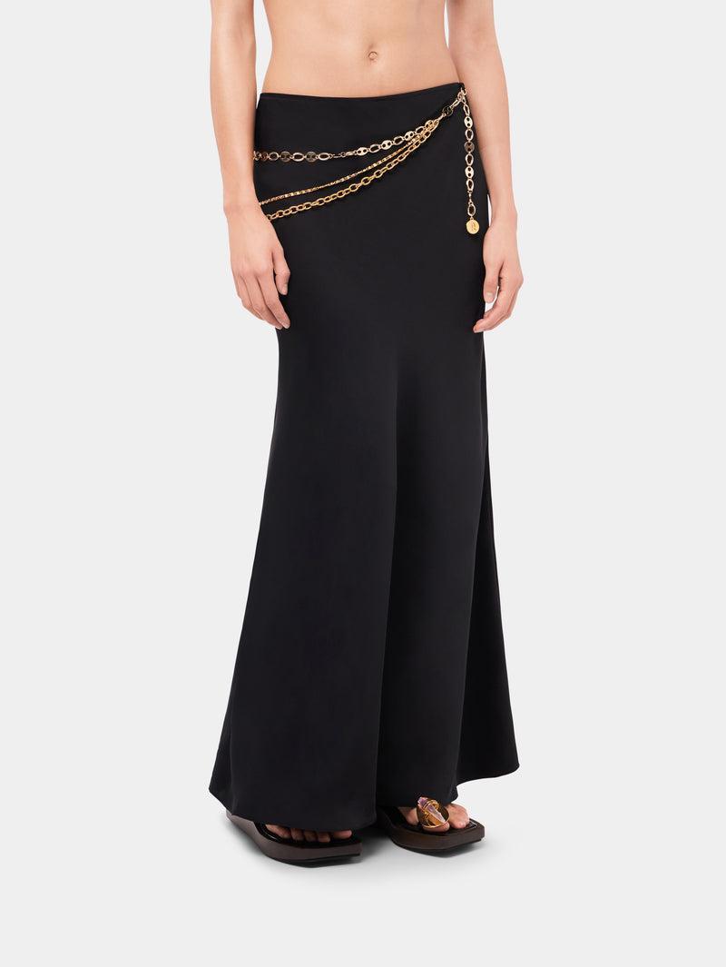 Long black skirt embellished with "eight" signature chain Product Image