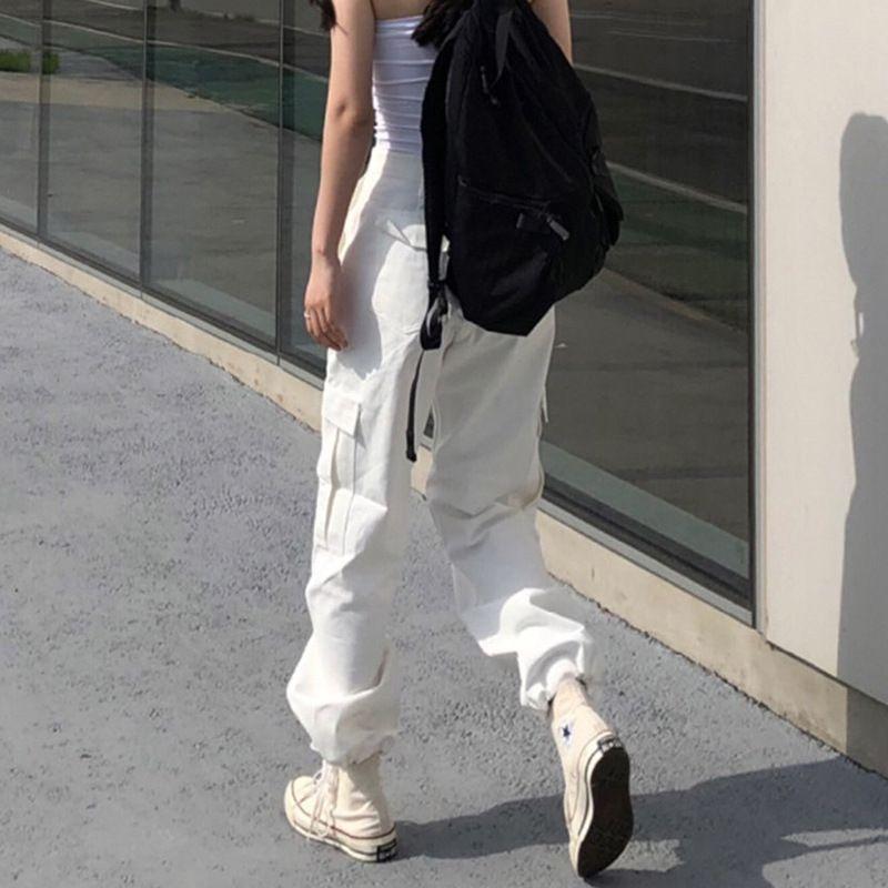 High-Waist Straight Leg Cargo Pants Product Image