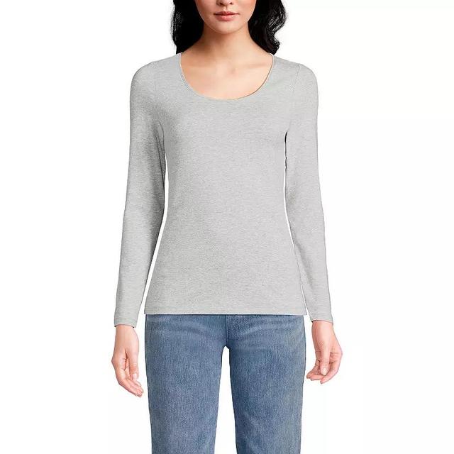 Womens Lands End Lightweight Scoopneck Long-Sleeve Tee Product Image