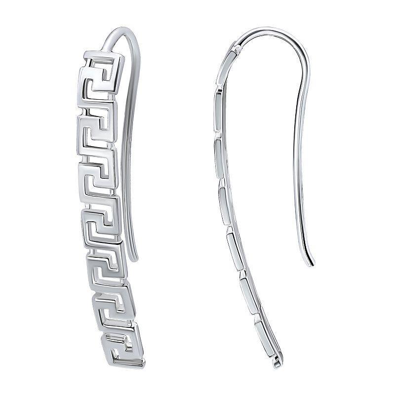 Aleure Precioso Sterling Silver Greek Key Linear Drop Earrings, Womens Product Image