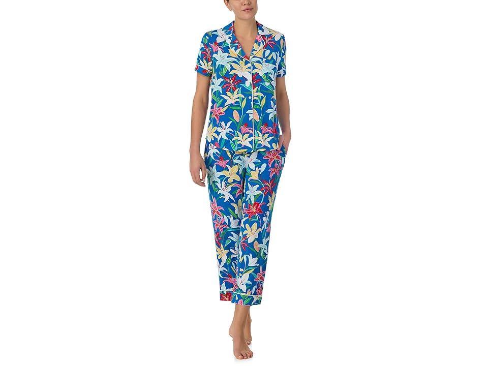 Kate Spade New York Cropped Short Sleeve PJ Set (Tropical Floral) Women's Pajama Sets Product Image