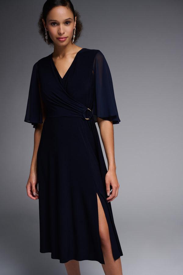 Peyton Navy Blue Chiffon Dress by Joseph Ribkoff Product Image