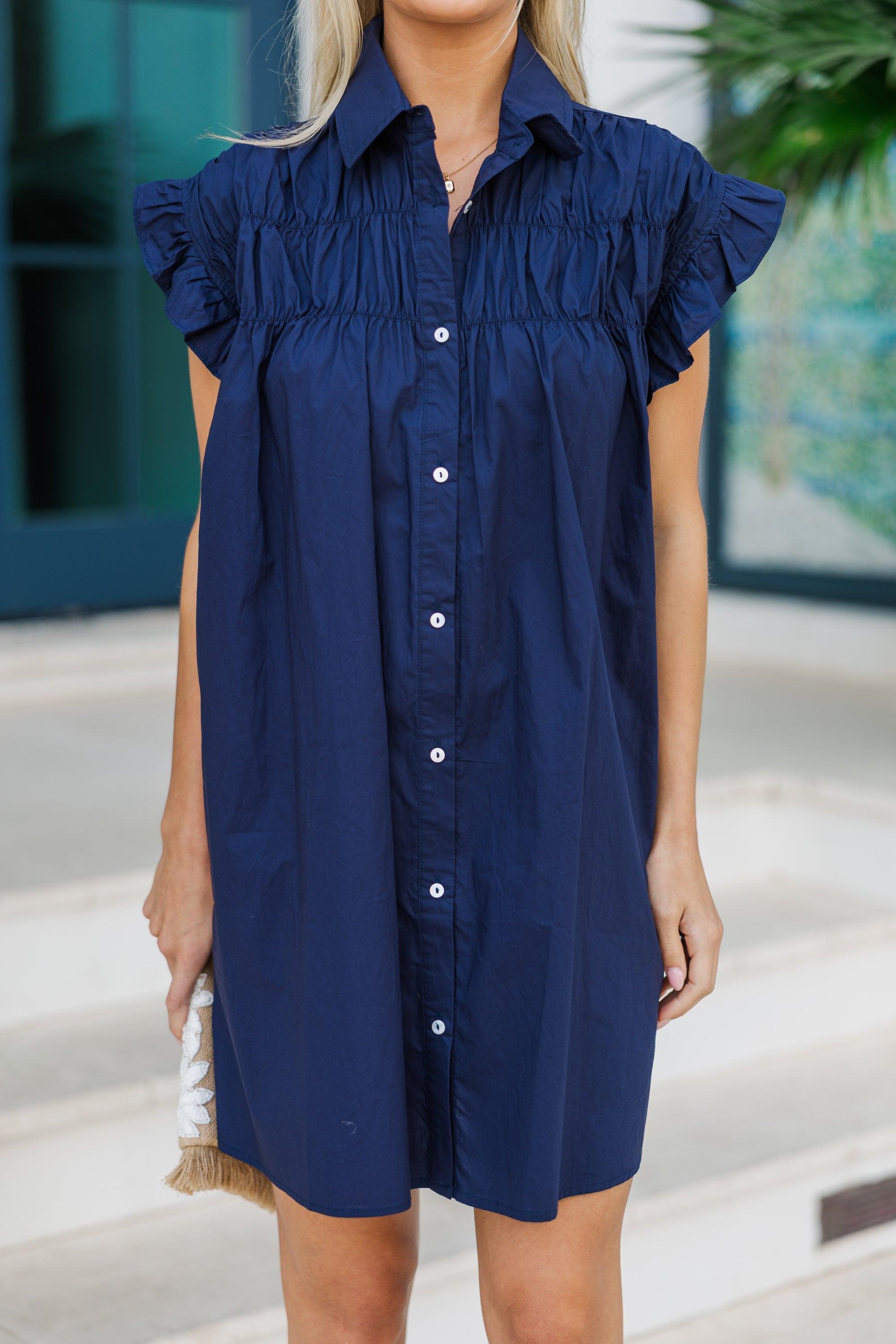 On The Way Navy Blue Shift Dress Female Product Image