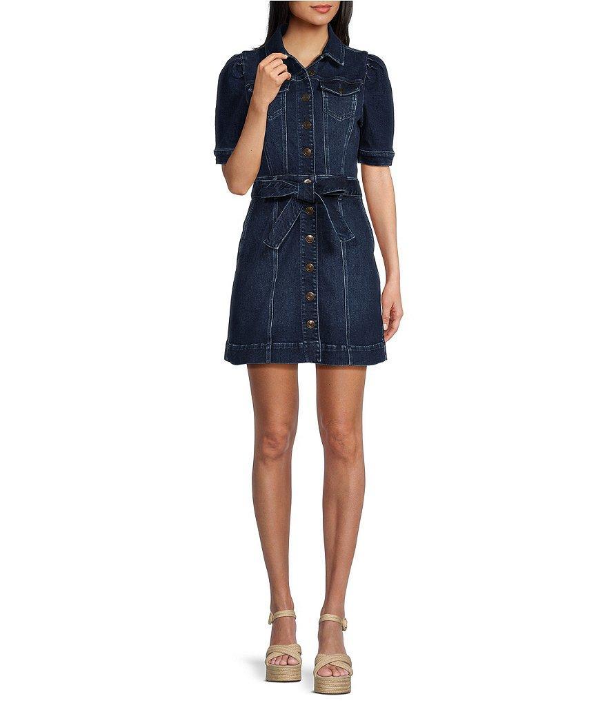 Chelsea & Violet Izzy Denim Notch Collar Button Front Short Sleeve Shirt Dress product image