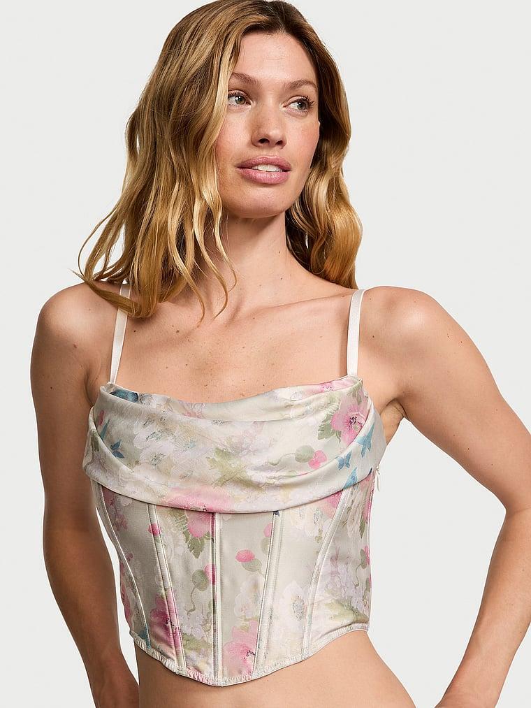 Satin Draped Corset Top Product Image