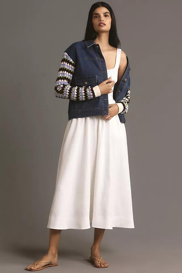 By Anthropologie Crochet-Sleeve Denim Jacket Product Image