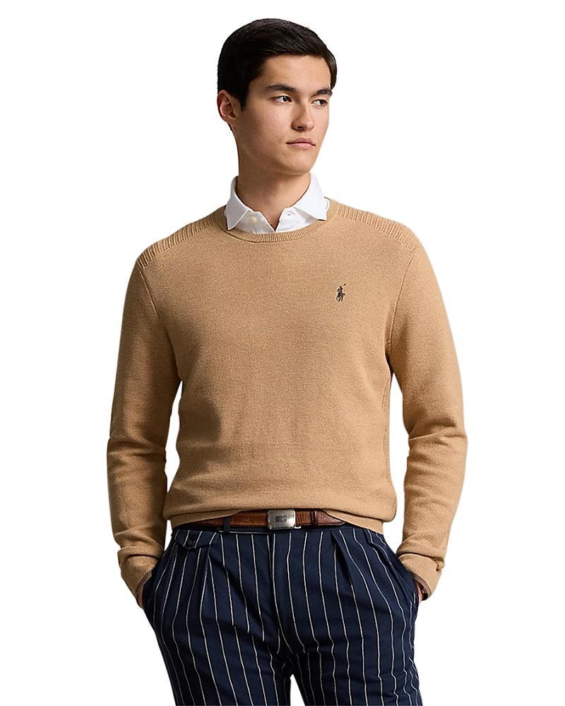 Mesh Knit Crewneck Sweater In Camel Melange Product Image