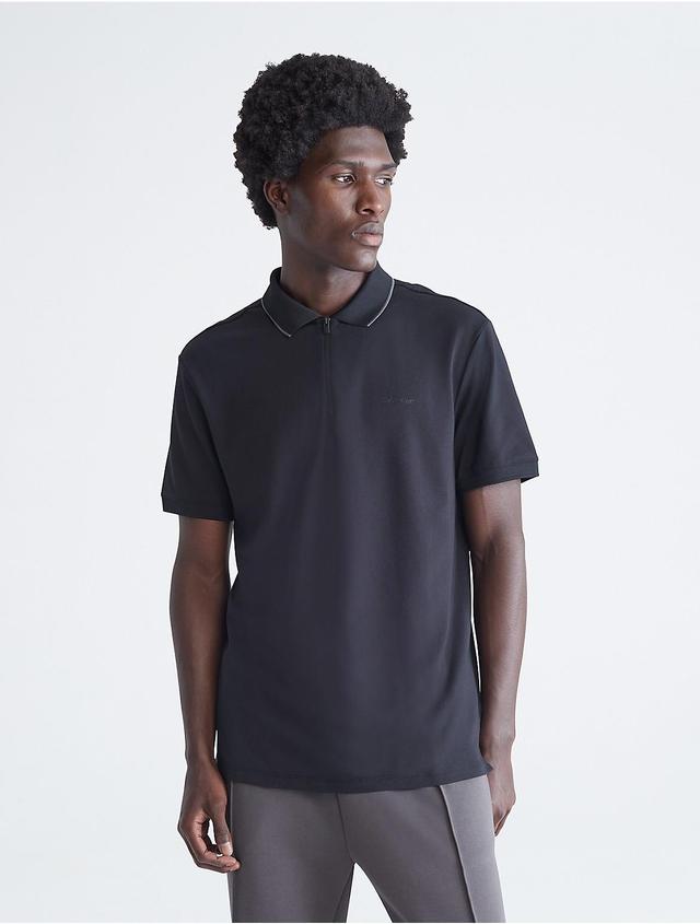 Calvin Klein Men's Move 365 Zip Polo Shirt - Black - XL Product Image