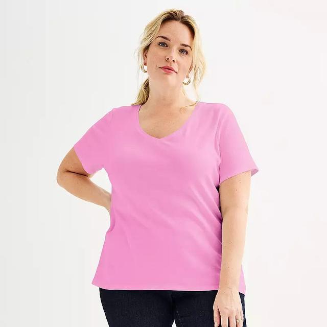 Plus Size Croft & Barrow Essential V-Neck Tee, Womens Product Image