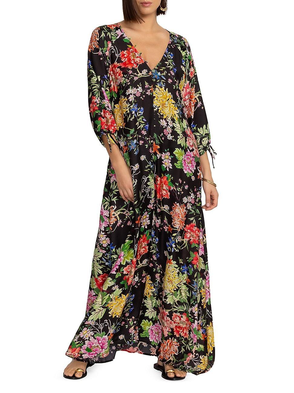 Womens Floral Silk-Blend Maxi Dress Product Image