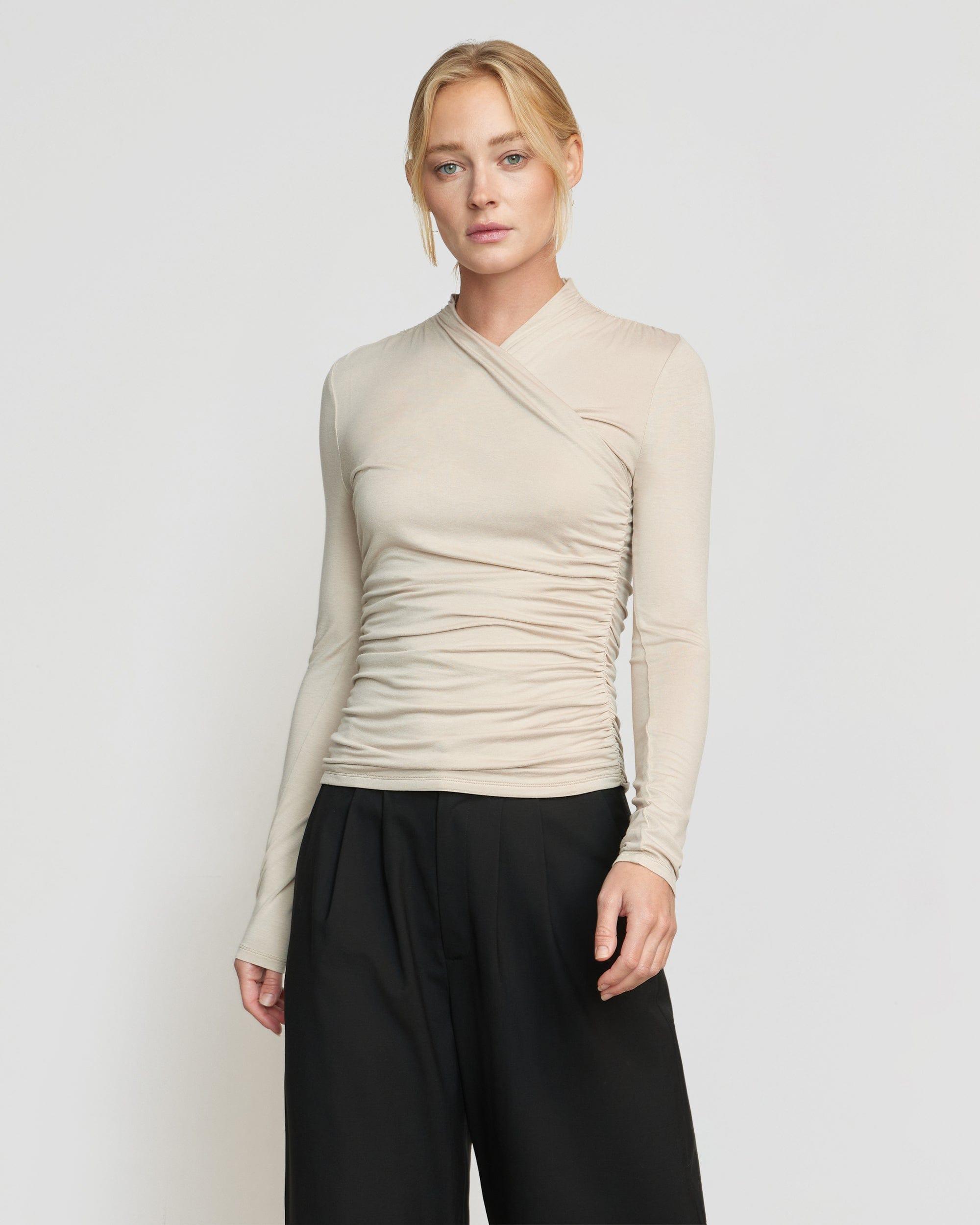 Lilou Wrap-Neck Long-Sleeve Tee Product Image