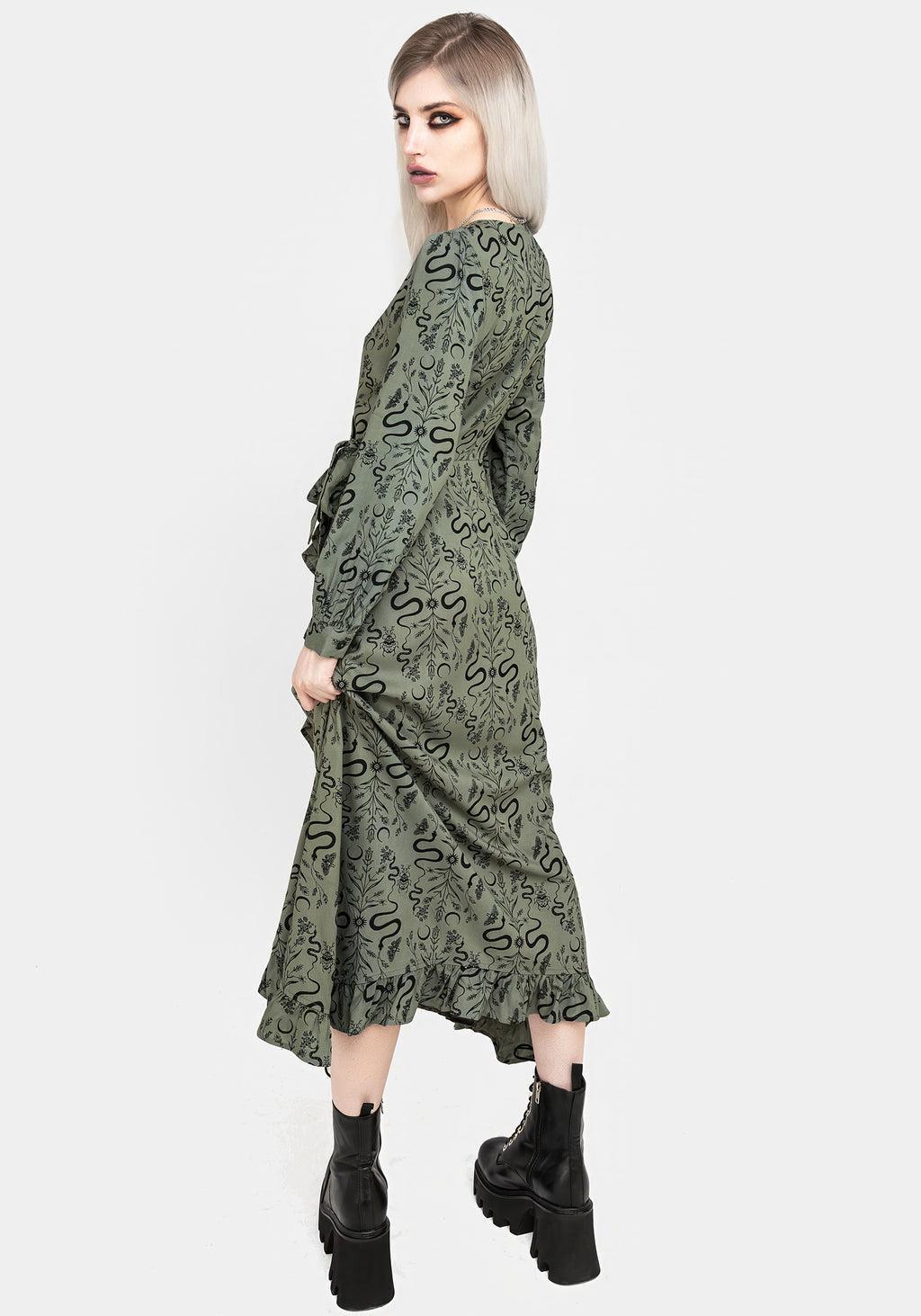 Dominion Snake Print Midi Wrap Dress Product Image