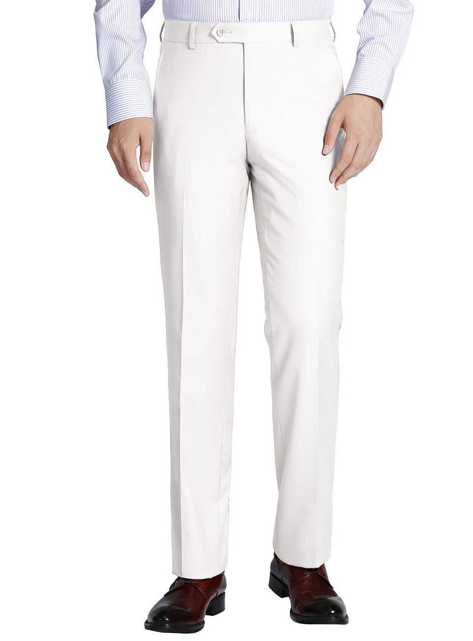 White Dress Pants Regular Leg Flat Front Pants Pre-Hemmed Product Image