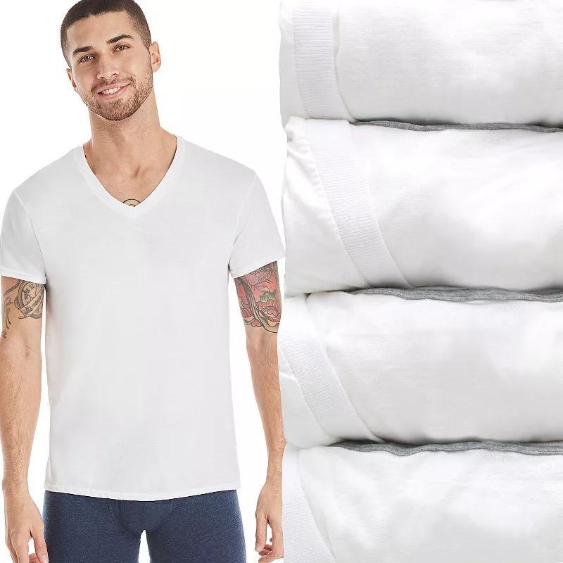 Mens Hanes Ultimate 4-pack ComfortBlend V-neck Tees Product Image