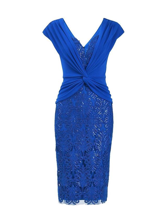 Womens Sequin Lace Twisted Midi-Dress Product Image