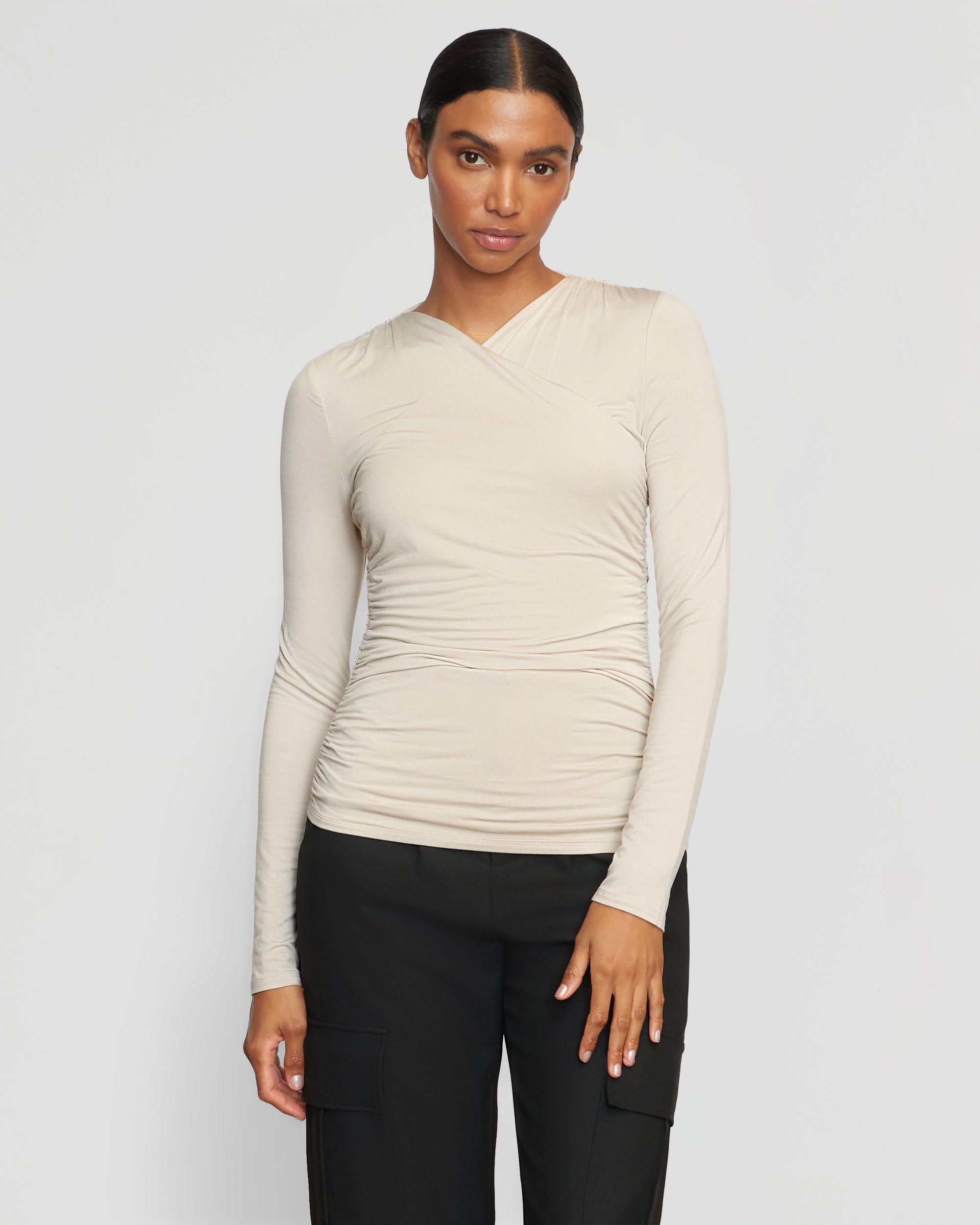 Lilou Wrap Neck Long-Sleeve Tee Product Image