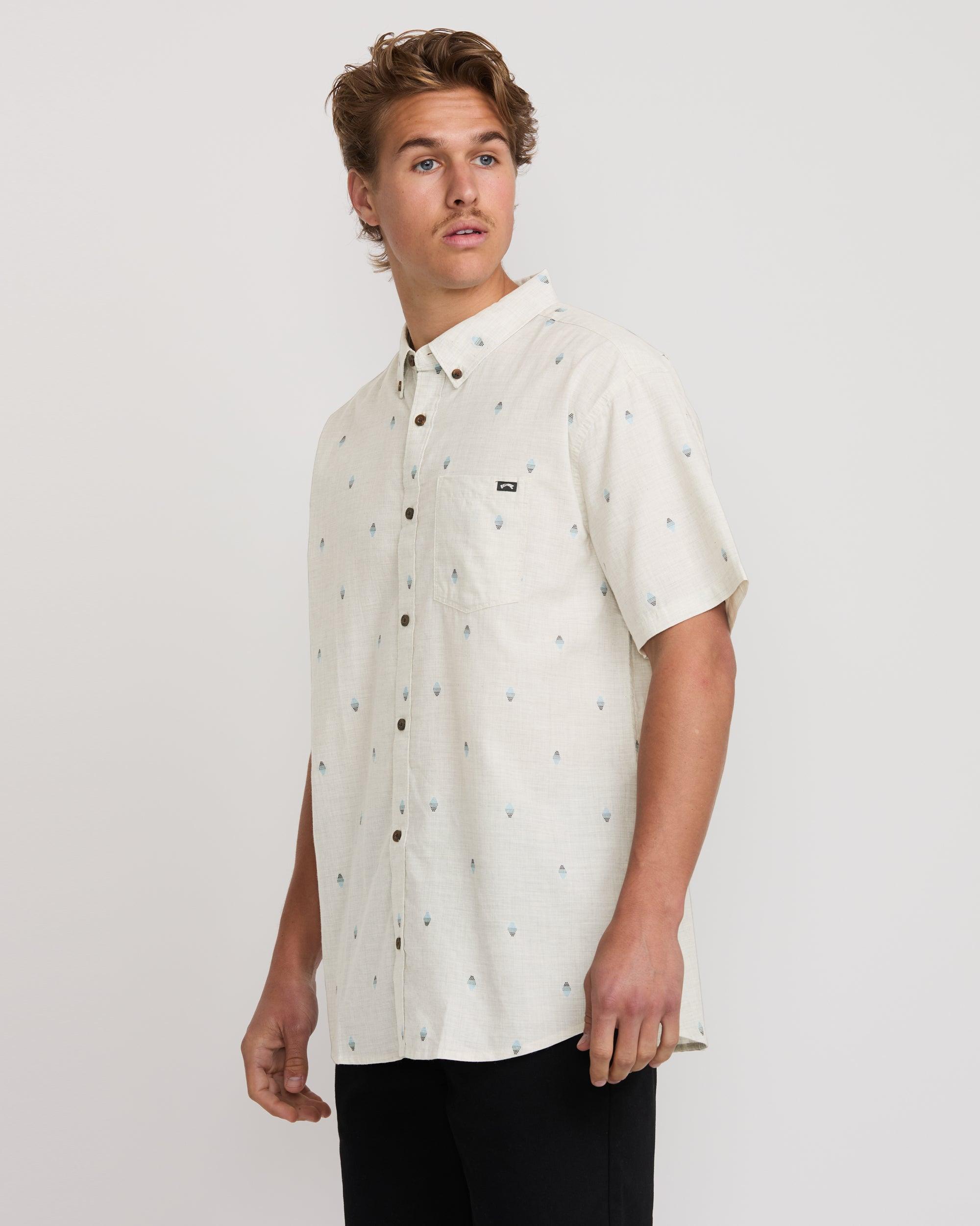 All Day Jacquard Short Sleeve Shirt - Oatmeal Male Product Image