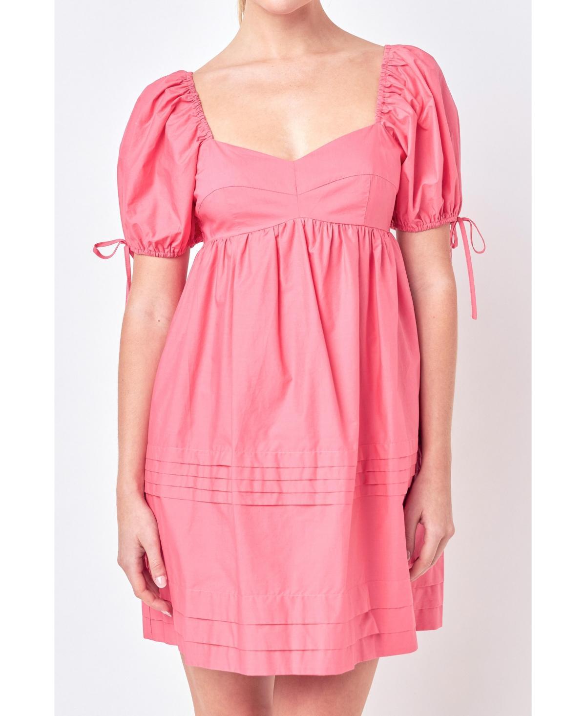 Womens Pleated Detail Puff Sleeve Mini Dress Product Image