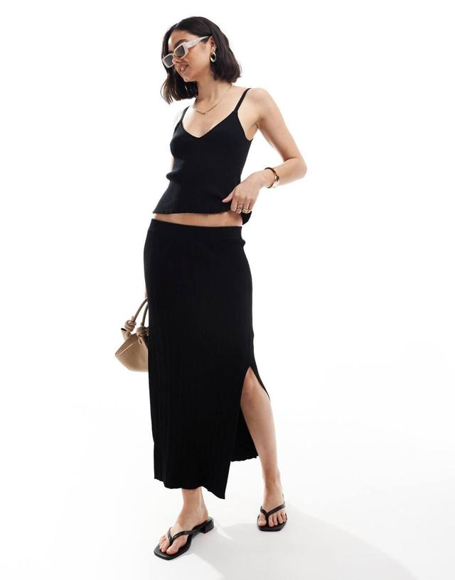 ASOS DESIGN knitted midi skirt in black - part of a set Product Image