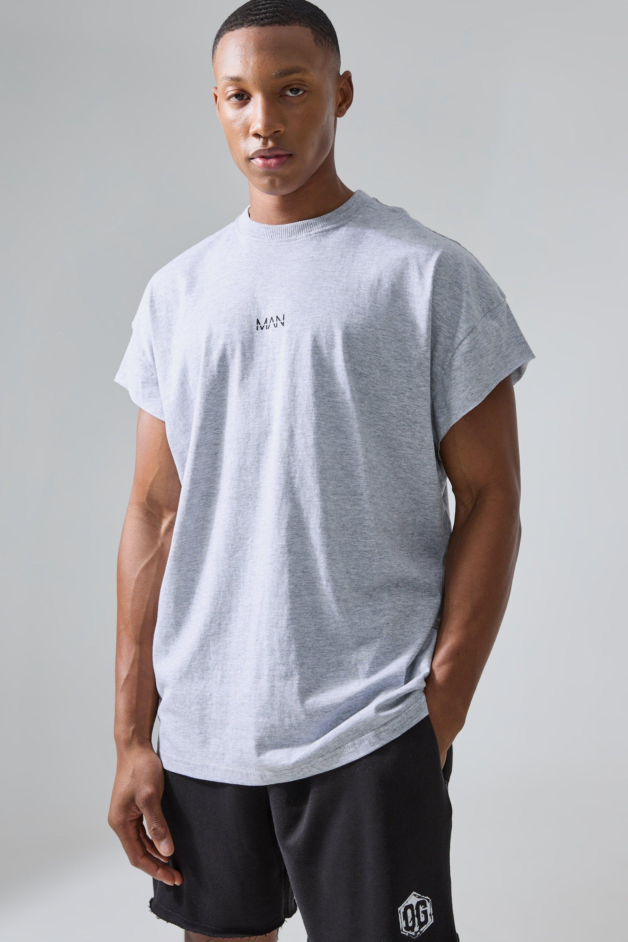 Man Active Oversized Cut Off T-shirt | boohooMAN USA Product Image