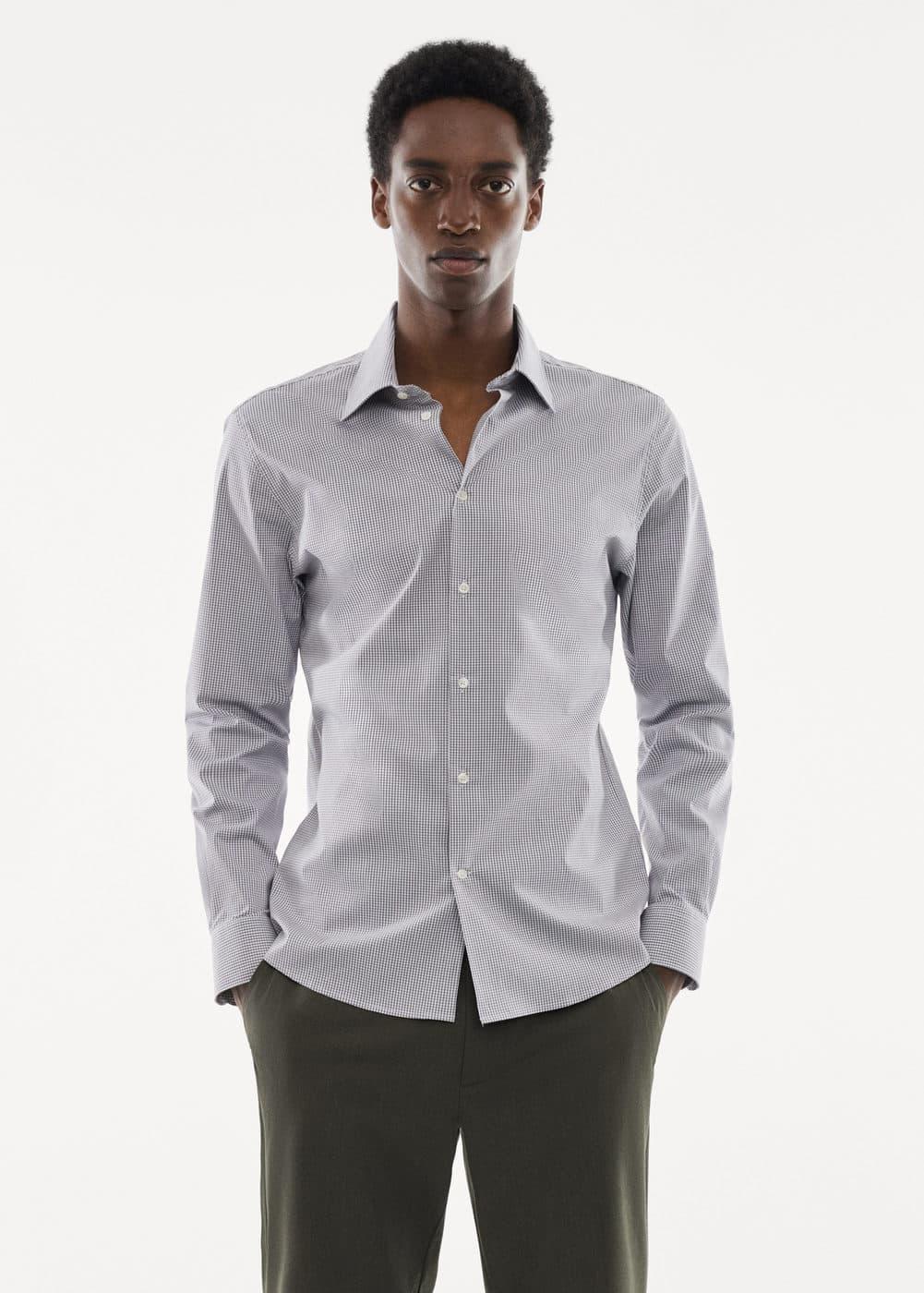 MANGO MAN - Micro stretch fabric shirt grey - XL - Men Product Image