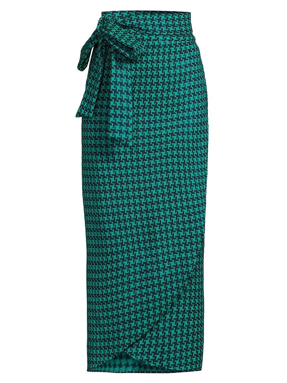 Womens Houndstooth Wrap Midi-Skirt Product Image