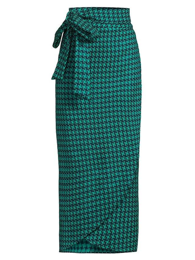 Womens Houndstooth Wrap Midi-Skirt Product Image