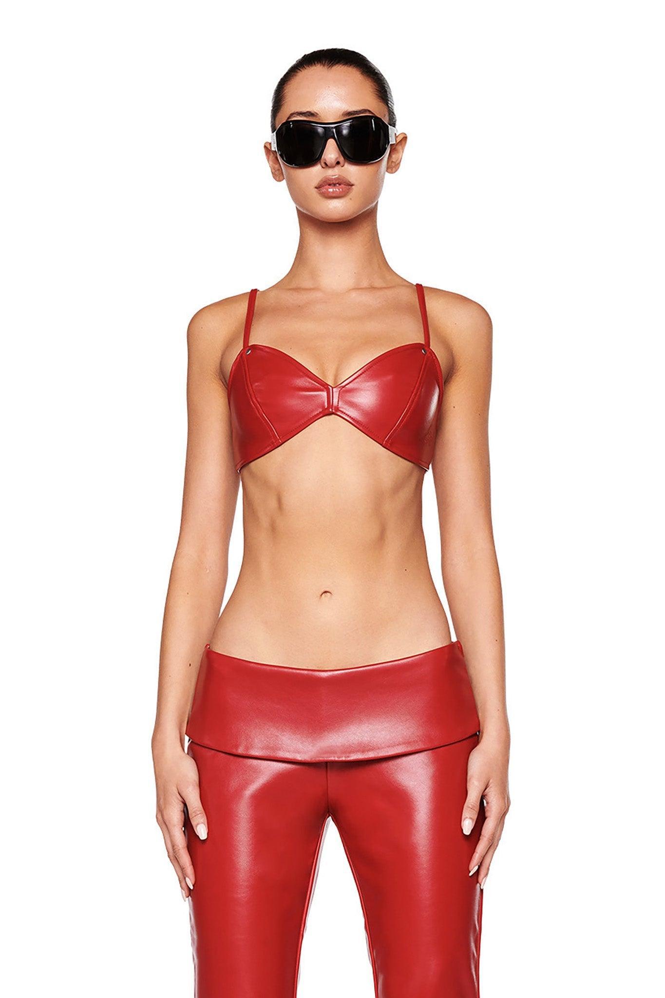 CARLINA PU TOP - RED : BURGUNDY Product Image