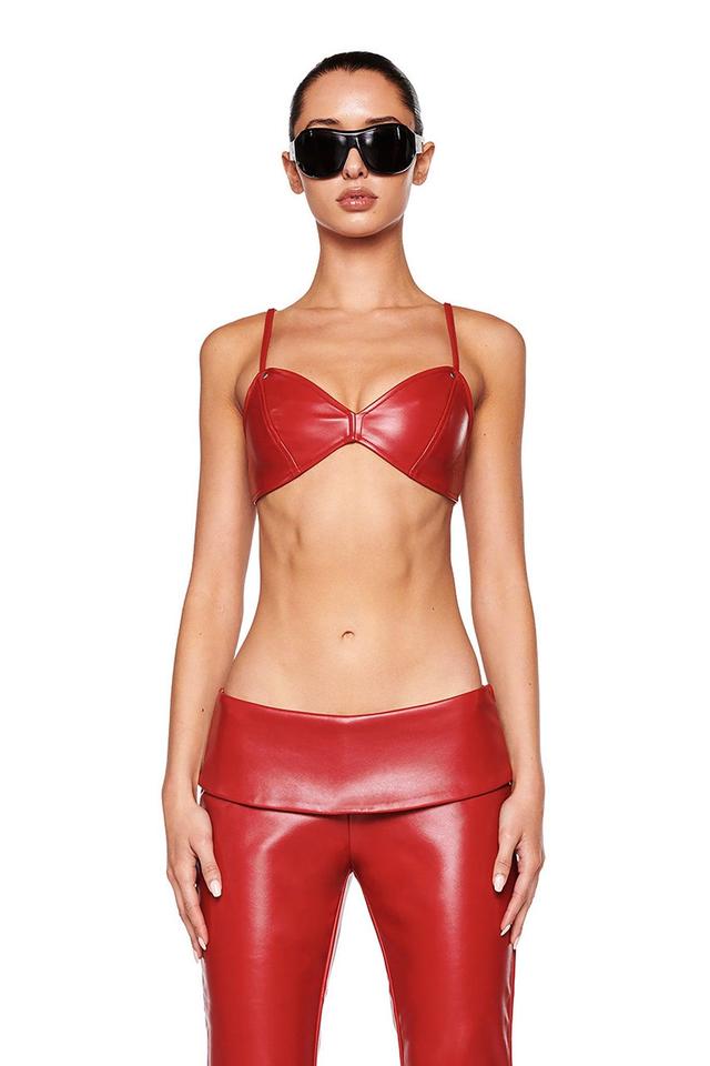 CARLINA PU TOP - RED : BURGUNDY Product Image