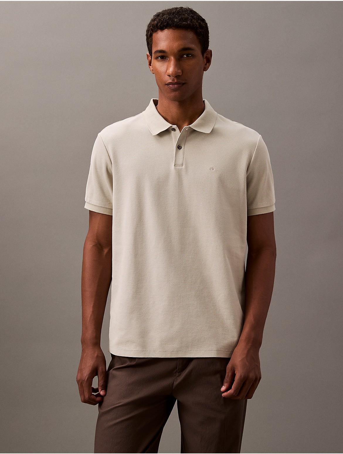 Calvin Klein Mens Refined Pique Polo Shirt - Grey - M Product Image