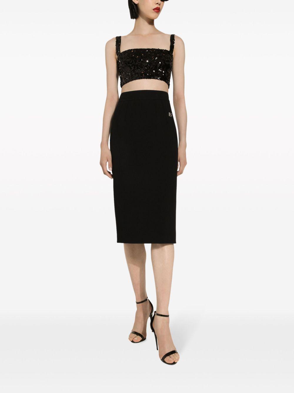 DOLCE & GABBANA Sequined Crop Top With Straps In Black Product Image