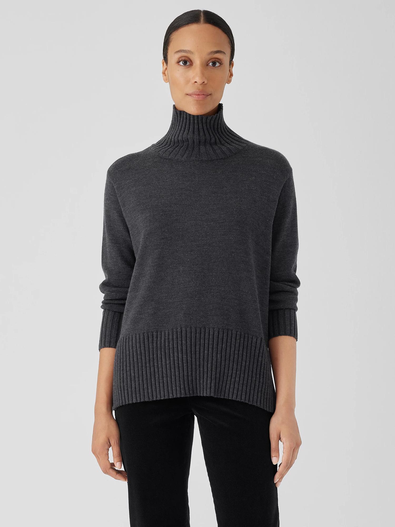 EILEEN FISHER Merino Jersey Turtleneck in Regenerative Woolfemale Product Image