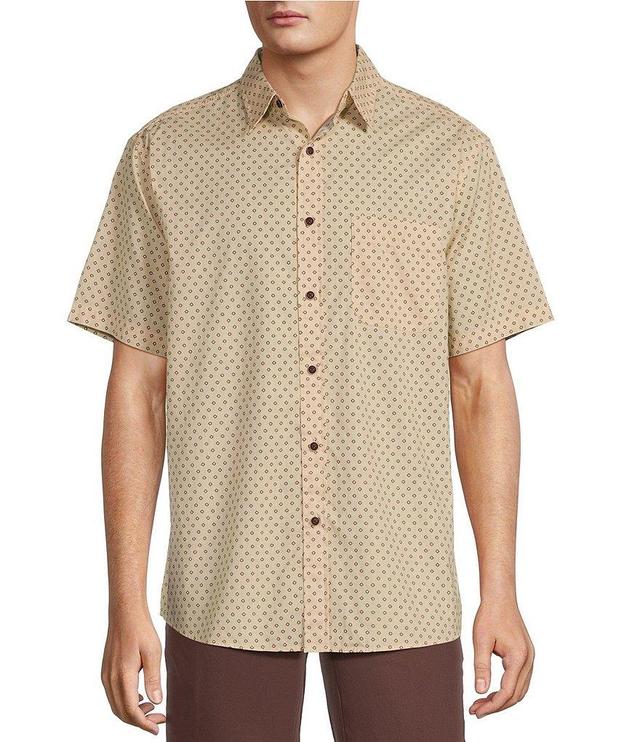 Roundtree & Yorke Short Sleeve Slub Geometric Print Sport Shirt Product Image