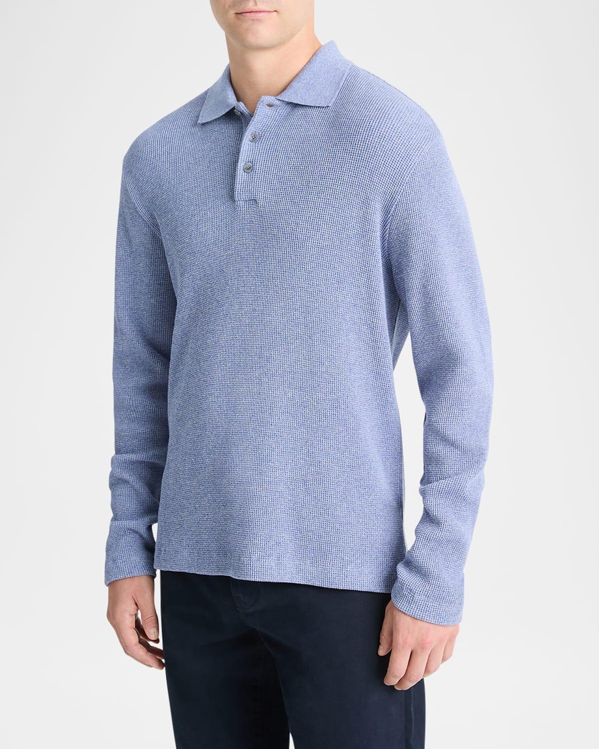 Mens Sunfaded Thermal Polo Shirt Product Image