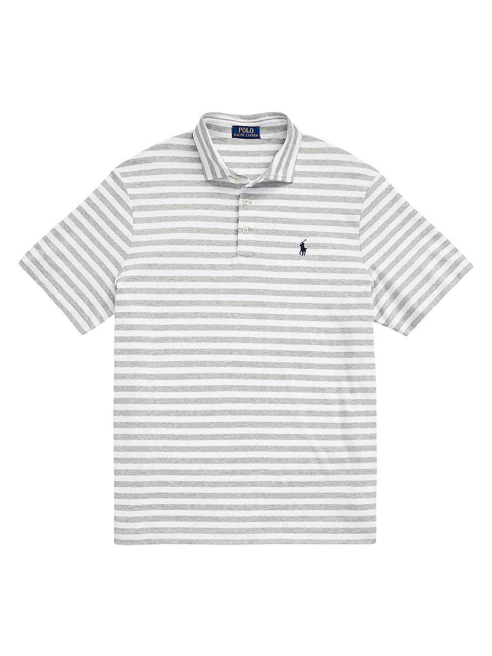 Mens Striped Cotton Polo Shirt Product Image