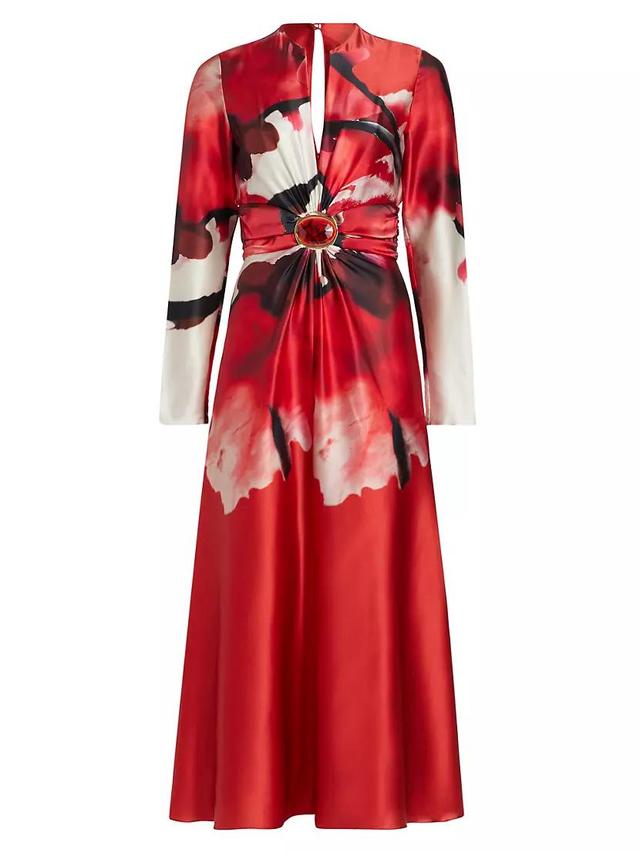 Kiera Silk Long-Sleeve Maxi Dress Product Image