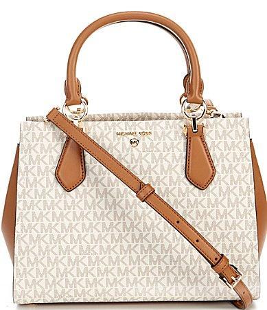 MICHAEL Michael Kors Marilyn Medium Satchel (Vanilla/Acorn) Handbags Product Image