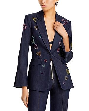 Cheyenne Heart Denim Embroidered Blazer Product Image