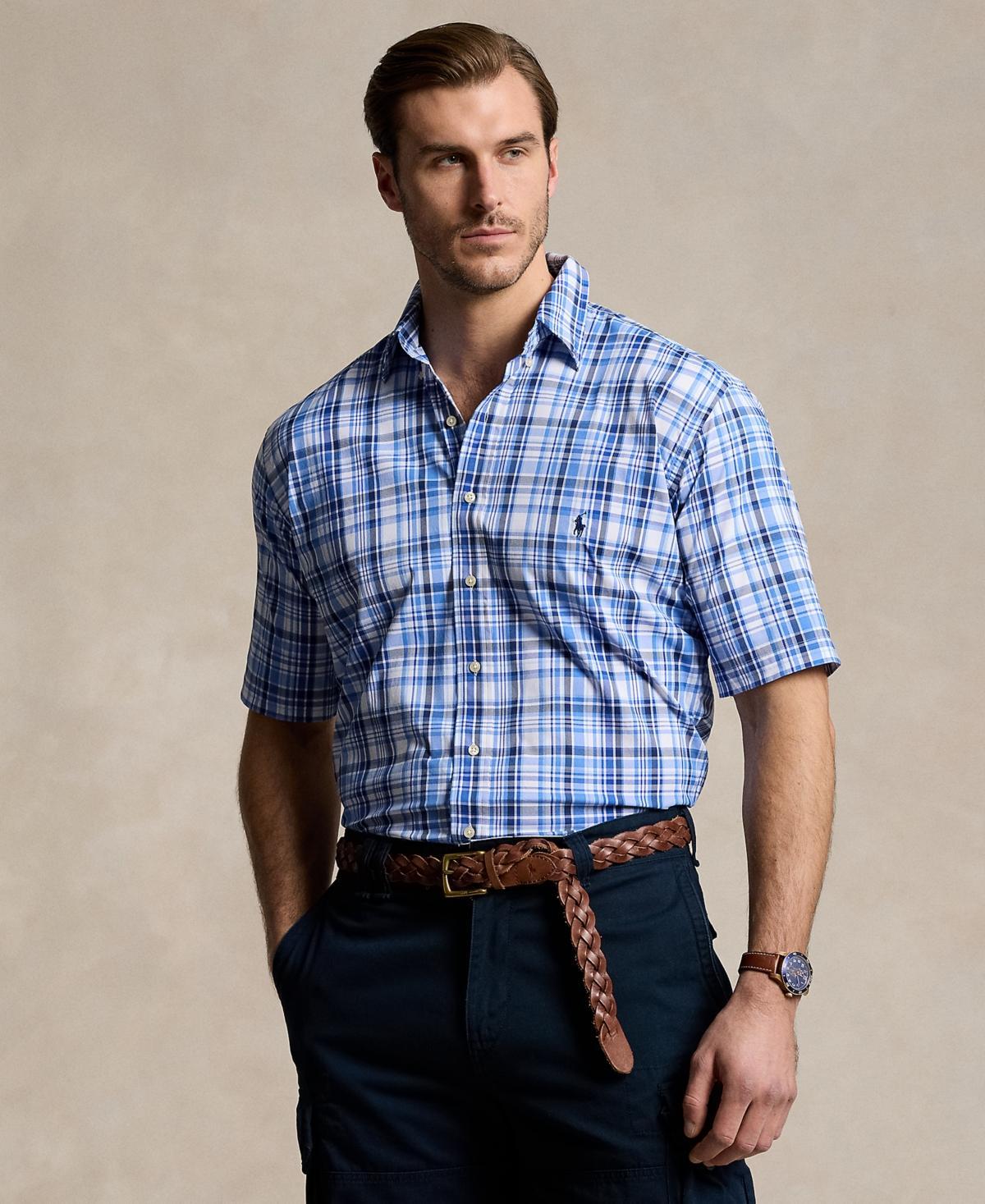 Polo Ralph Lauren Big  Tall Classic Fit Plaid Performance Stretch Short Sleeve Twill Woven Shirt Product Image