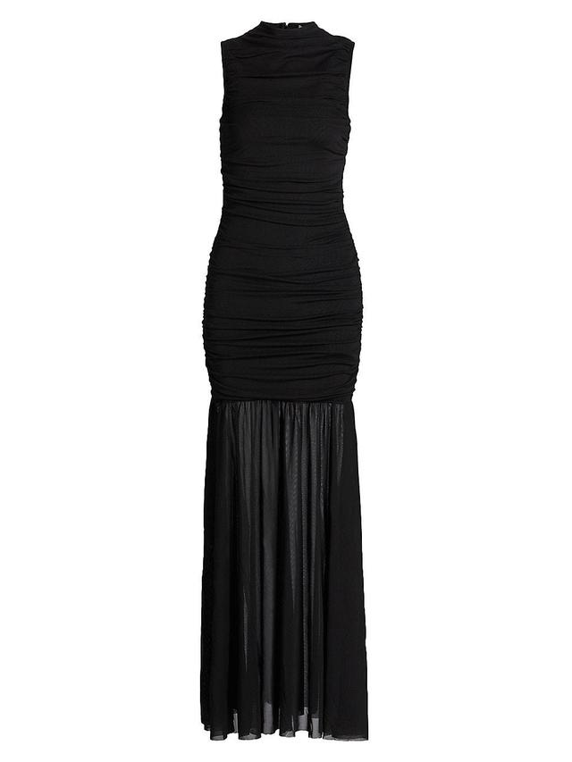 Womens Xanthe Mesh Ruched Maxi Dress Product Image