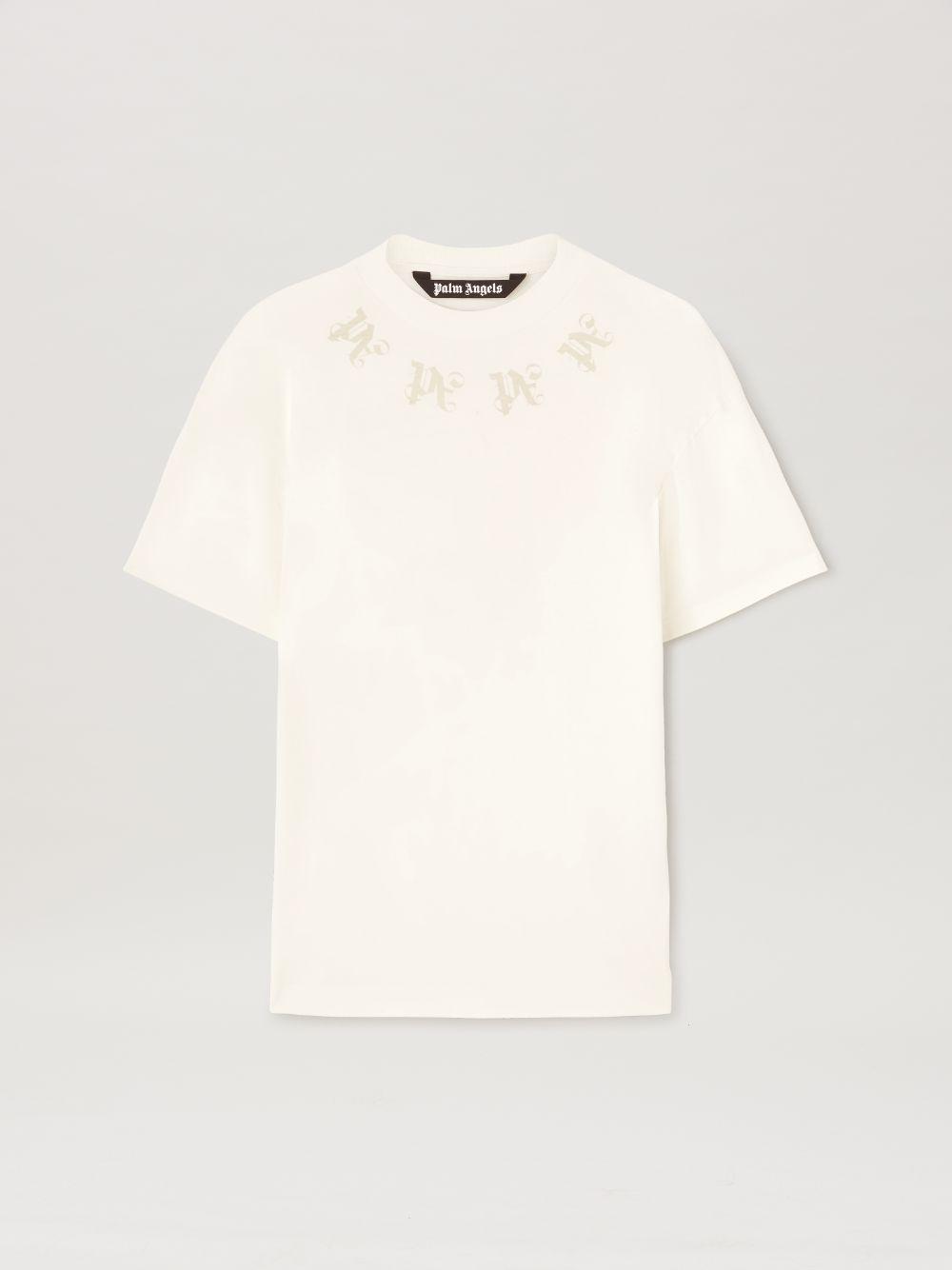 STATEMENT MONOGRAM T-Shirt in neutrals  - Palm Angels® Official  Product Image