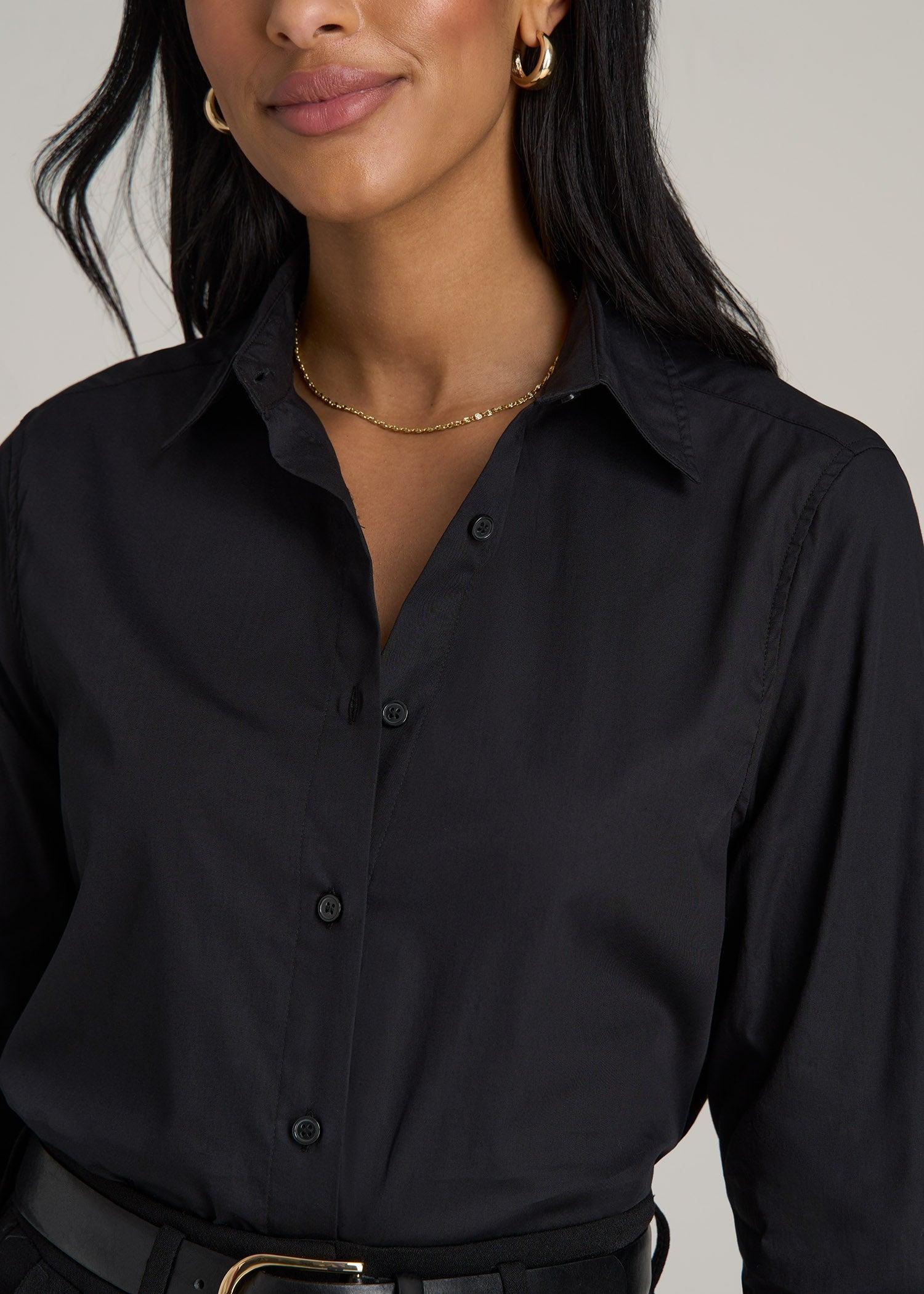 Tall Women's Regular Fit Dress Shirt in Black Female Product Image